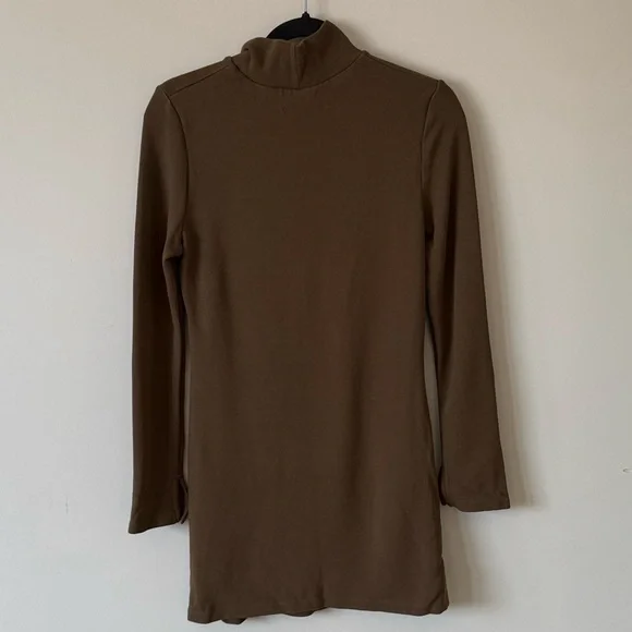 30. | Oak + Fort | Mock Neck Bodycon Dress Olive Green - Picture 2 of 3